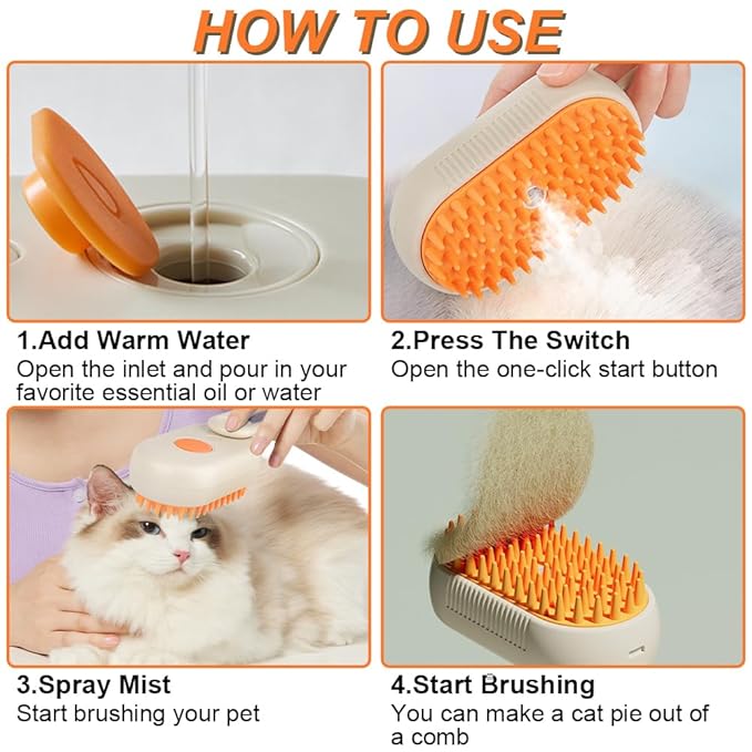 Cat Steam Brush for Shedding - 2025 New Grooming With Steam, Rechargeable Pet Brush for Dogs and Cat,Anti-Static,Massage, Cleaning, Shedding & Combing All In One