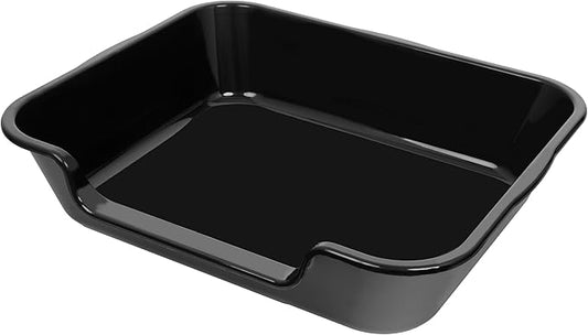 1 Pack of Extra Large Cat Litter Box (ABS Material), Low Entry Senior Litter Pen for Geriatric Kitty Big Cats, Jumbo Pet Safe Litter Boxes Tray for Pets Potty (Black, 24" L x 20" W)
