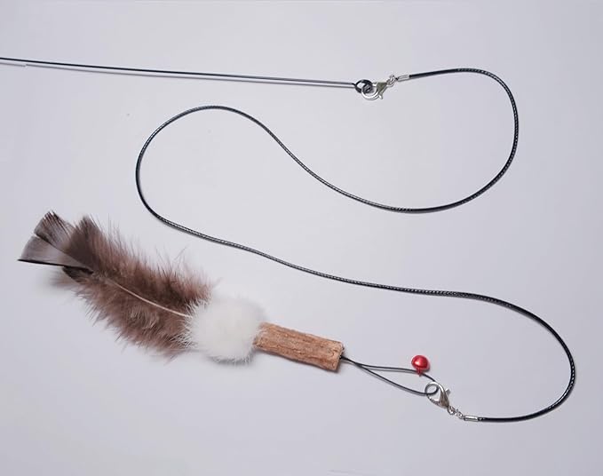 Replacement Strings for Cat Wand Toy - 3 Pieces - Nylon Wire and 2 Durable Paracord Strings - Kitten Wand Toy Refill Wires with Lobster Clasps for All Lures, Cat Stick