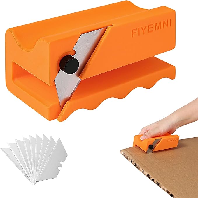 Cardboard Cutter for Cat Scratchers, Cut 1.6" Wide Cardboard Strips, 3D Printed Cat Scratcher Cardboard Cutter, Cardboard Box Cutter Tool, Includes 10 Blades, Orange