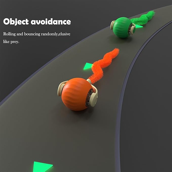 Interactive Cat Toy Ball | Automatic Moving Smart Anti-Depression Pet Toy with Light | Speedy Tail 3.0 Cat Mouse Toy | Electric Rechargeable Enrichment Toy for Indoor Bored Cats & Dogs (Blue)