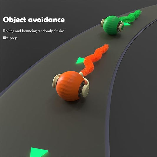 Interactive Cat Toy Ball | Automatic Moving Smart Anti-Depression Pet Toy with Light | Speedy Tail 3.0 Cat Mouse Toy | Electric Rechargeable Enrichment Toy for Indoor Bored Cats & Dogs (Blue)