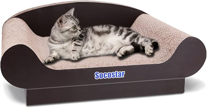 Cat Couch Bed Pad, Cardboard Cats Scratcher Furniture with Catnip, Large Scratch Sofa for Indoor Cats, Wear Resistant and Durable Cat Scratching Board