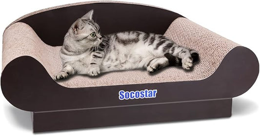 Cat Couch Bed Pad, Cardboard Cats Scratcher Furniture with Catnip, Large Scratch Sofa for Indoor Cats, Wear Resistant and Durable Cat Scratching Board