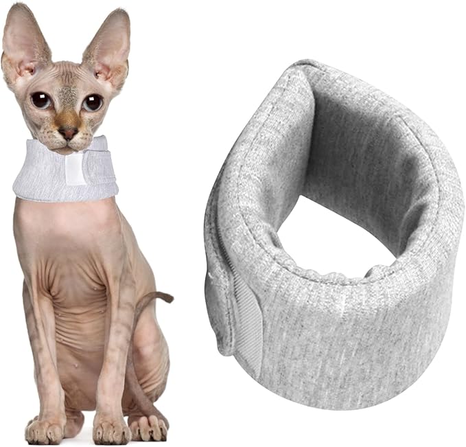 Cat Neck Brace, Breathable & Adjustable Cone Collar After Surgery Recovery Anti-Scratch Anti-Lick Protection, Cat Cone Collar for Small Medium Dogs Puppies Kittens (Grey, S)