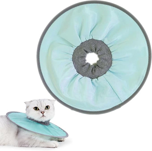 Ultra-Light Cat Recovery Collar - Waterproof Neck Cones After Surgery, Adjustable Flat Elizabethan Collars for Kitten Cats Puppy Rabbits, Mint Green, M Size