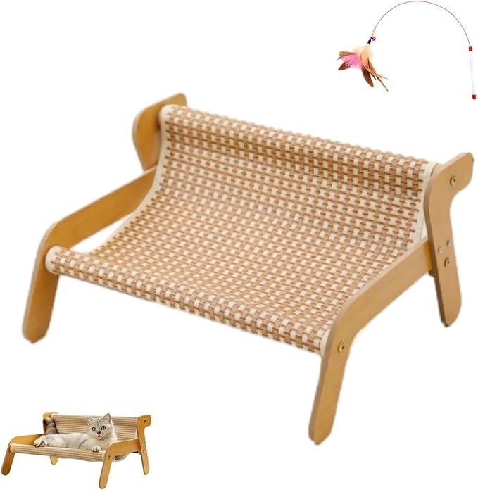 Mellowkin Cat Scratcher Couch, Stylish 2-in-1 Wavy Sisal Lounge Chair and Rocker, Durable Scratching Furniture for Indoor Cats (Cool mat Style)