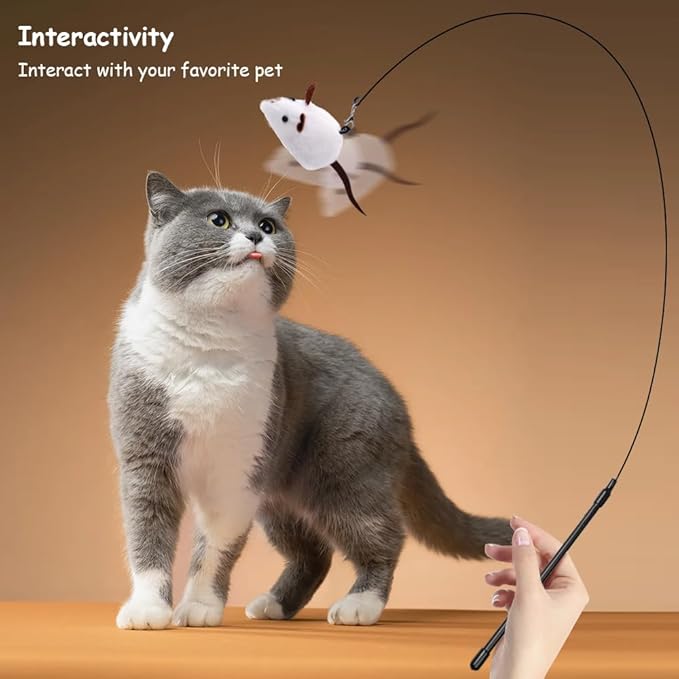 PAZ'S GIFT Cat Wand Toys, 2Piece Catnip Wiggle Sounding Toys, Soft and Durable, Interactive cat Kick Toy for Indoor Play Cats and mice