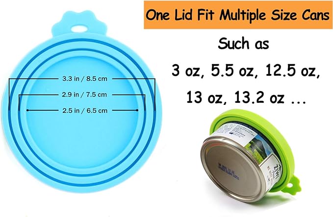 Comtim Pet Food Can Cover Silicone Can Lids for Dog and Cat Food(Universal Size,One fit 3 Standard Size Food Cans) (Blue/Purple)
