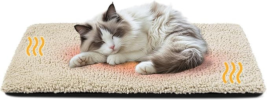 Cat Beds for Indoor Cats Self Heating Kitten Pad for Outdoor Cat House, Self Warming Pet Mat for Small Dog Crate Pad with Removable Washable Cover, Brown 30 Inches