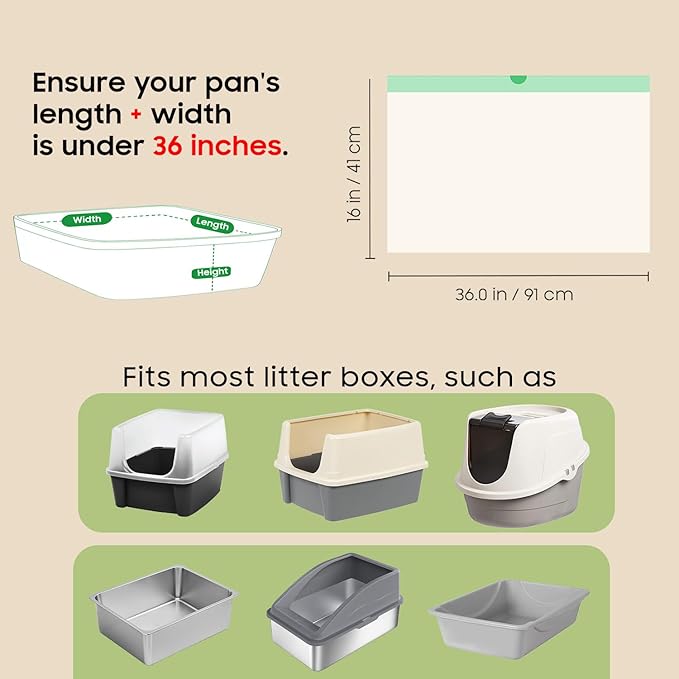 30 Count Cat Litter Box Liners, Drawstring Large/Jumbo Cat Litter Liner Bags For Litter Box, Heavy Duty Pre-Separated 36" x 16"