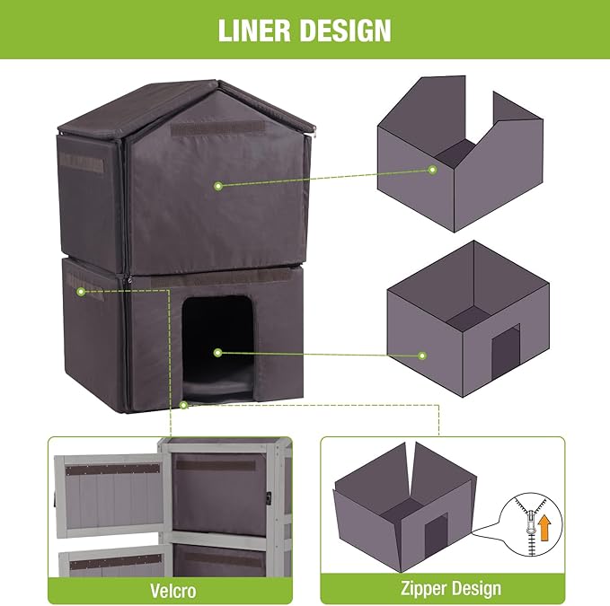GUTINNEEN Outdoor Cat House Insulated for Winter Waterproof Feral Cat Shelter…