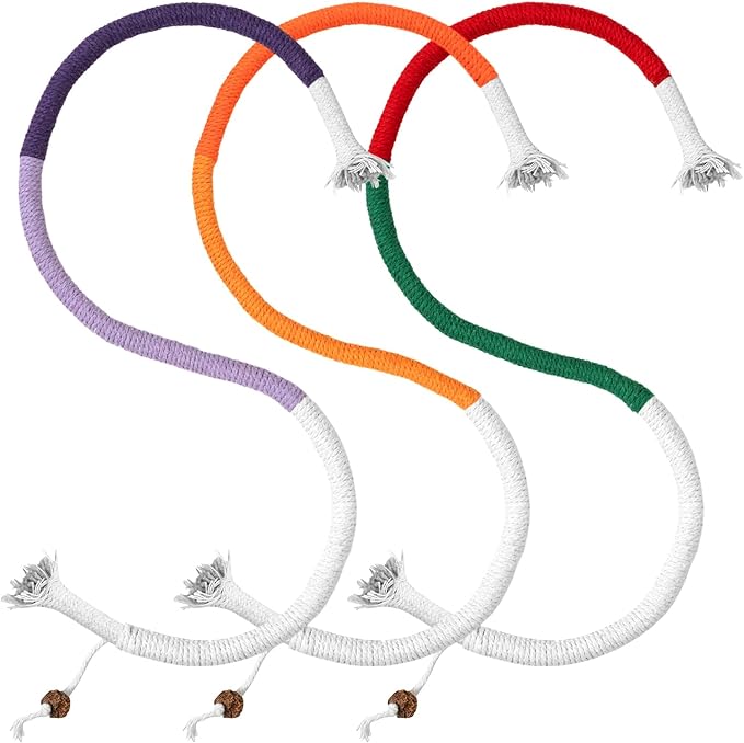 Cat Chew Ropes 3 Pack with Natural Catnip, Interactive Catnip Toys for Indoor Cats, Safe Teeth Cleaning Kitten Rope Toy, Durable Cat Kicker Chew Toy for All Breeds