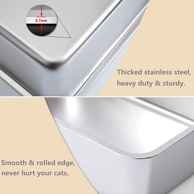 1Pc Large Cat Litter Box, Stainless Steel Metal Box for Cats, XL Kitty Litter Box with Enclosure, Premium Odor-Free Design