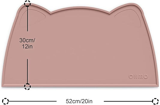 OHMO - Cat Food Mat, Silicone Pet Feeding Mat for Floor Non-Skid Waterproof Dog Water Bowl Tray, Easy to Clean Pet Placemat(Rose, 20 * 12")
