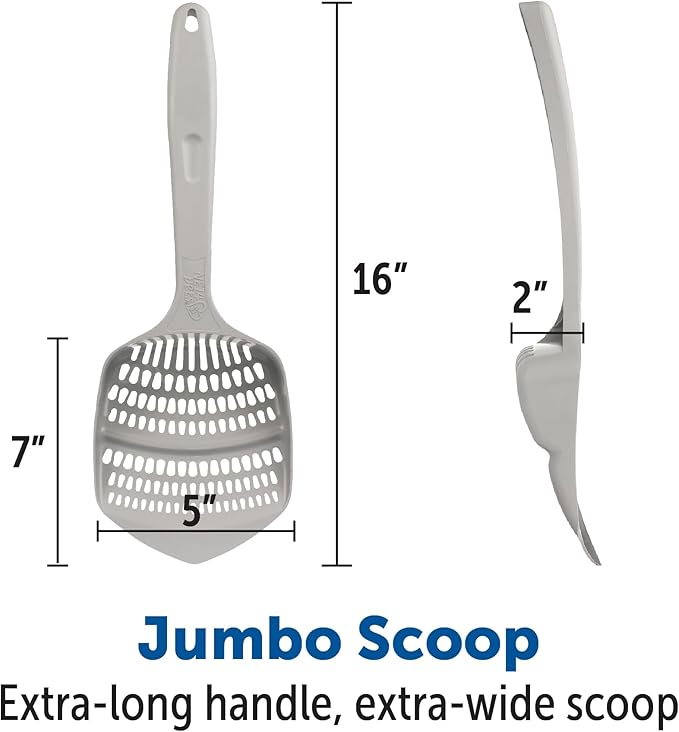 KittyGoHere Senior Cat Litter Box 2 Pack, Large Black Low Entrance Kitty Litter Box, Sized for Cats Comfort, Perfect for Senior and Arthritic Cats, Made in USA – Includes Long-Handle Jumbo Scoop