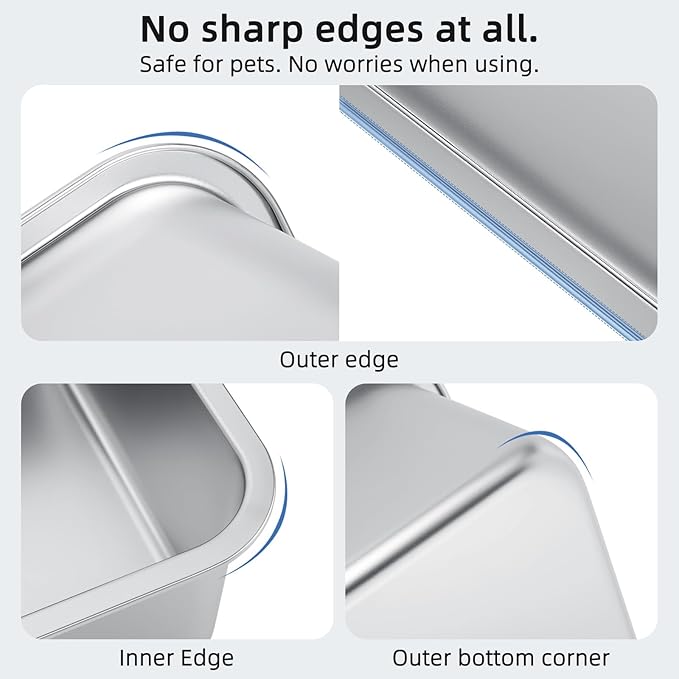 Extra Large Stainless Steel Cat Litter Box for Large Cats - 23.6"x15.6"x6" High-Sided Metal Tray, Anti-Splash & Odor Resistant, Durable Rustproof Design, Easy to Clean