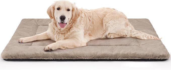 Crate Pad for Large Dogs, Ultra Soft Bed Washable & Anti-Slip Kennel Pad for Dog Cozy Sleeping Mattress, Travel Flat Pet Beds for Indoor & Outdoor Dog (42" x 28", Brown