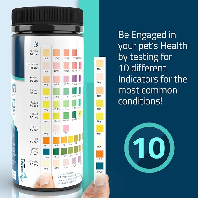 CheckUp Testing Strips x 50 (10 Parameters Urine Test Strips for Cats & Dogs)