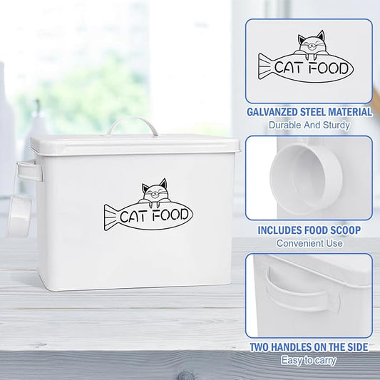 Large Dog and Cat Food Storage Container, Farmhouse Pet Food Storage Containers with Lid and Dry Food Scoop, Durable Airtight Cat Food Container, Great Gift for Pet Owners