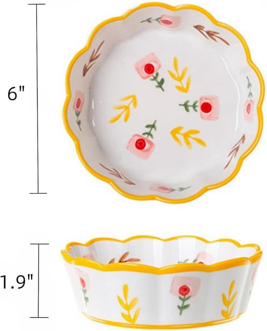 Premium Cat Food Bowl Set of 2, 6" Ceramic Shallow Weighted Bowls with Whisker-Fatigue Design for Indoor Cats, Perfect for Wet Food