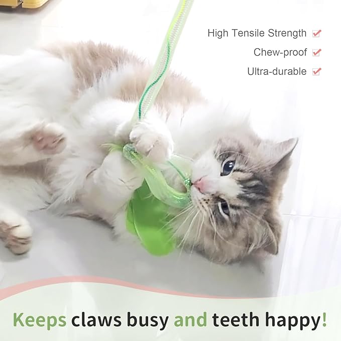 SONGWAY Cat Rainbow Wand Toy - Rainbow Cat Feather Toys with Bells, Colorful Mesh Teaser Wand with Feather Tail, Interactive Toys for Indoor Cats Kittens, Light Color