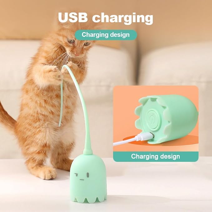 Indoor Cat Toys, Most High-Tech Electric Cat Toy, Interactive Cat Toy Cat Wand Toy for Indoor Cats, Rechargeable Automatic Cat Interactive Toy for Bored Indoor Adult Cats (Green)