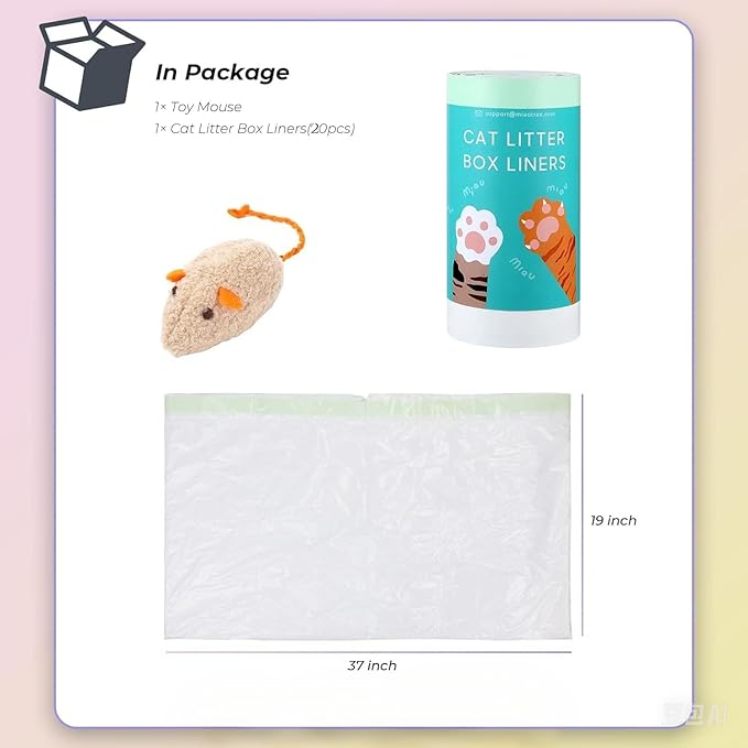 Cat litter Box Liners,30 Count 37" x 19" Large Extra Durable Heavy Duty Litter Pan Liner Bags with Drawstring for Pet Cat Litter Box Tray (Unscented)