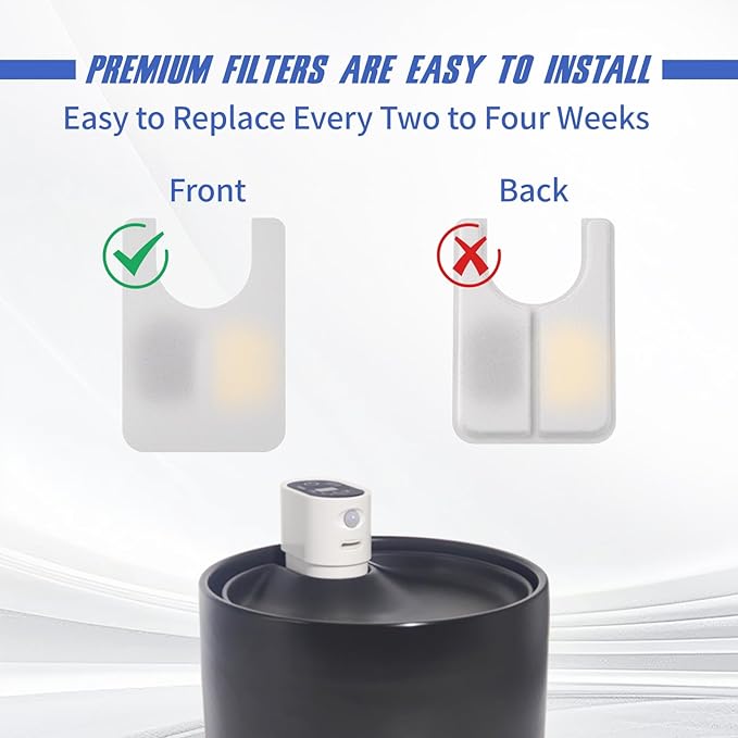 Cat Water Fountain Filter Replacement Rectangle & Pre-Filter Sponges for 108/3.2L& 67oz/2L Ceramic Automatic Pet Water Dispenser Dog Drinking Fountain (16 Filters&8 Sponges)