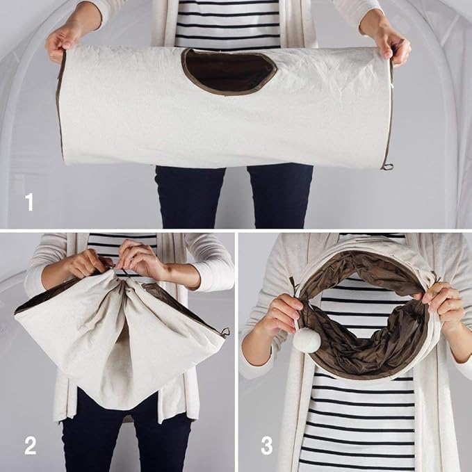 ALL FOR PAWS Cat Toys Cat Tunnel and Cat Cube Collapsible Kitten Indoor Toys (Classic Comfort)