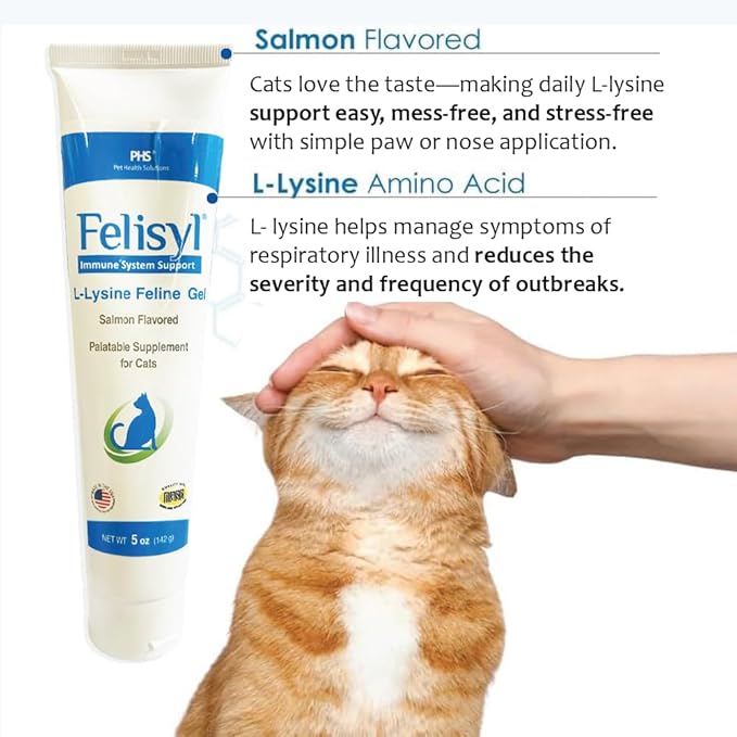 L-Lysine Gel for Cats (5oz) – Supports Immune, Respiratory, and Eye Health. Eases Sneezing, Runny Nose, and Watery Eyes. Tasty Salmon Flavor - Made in The USA (6 Pack)