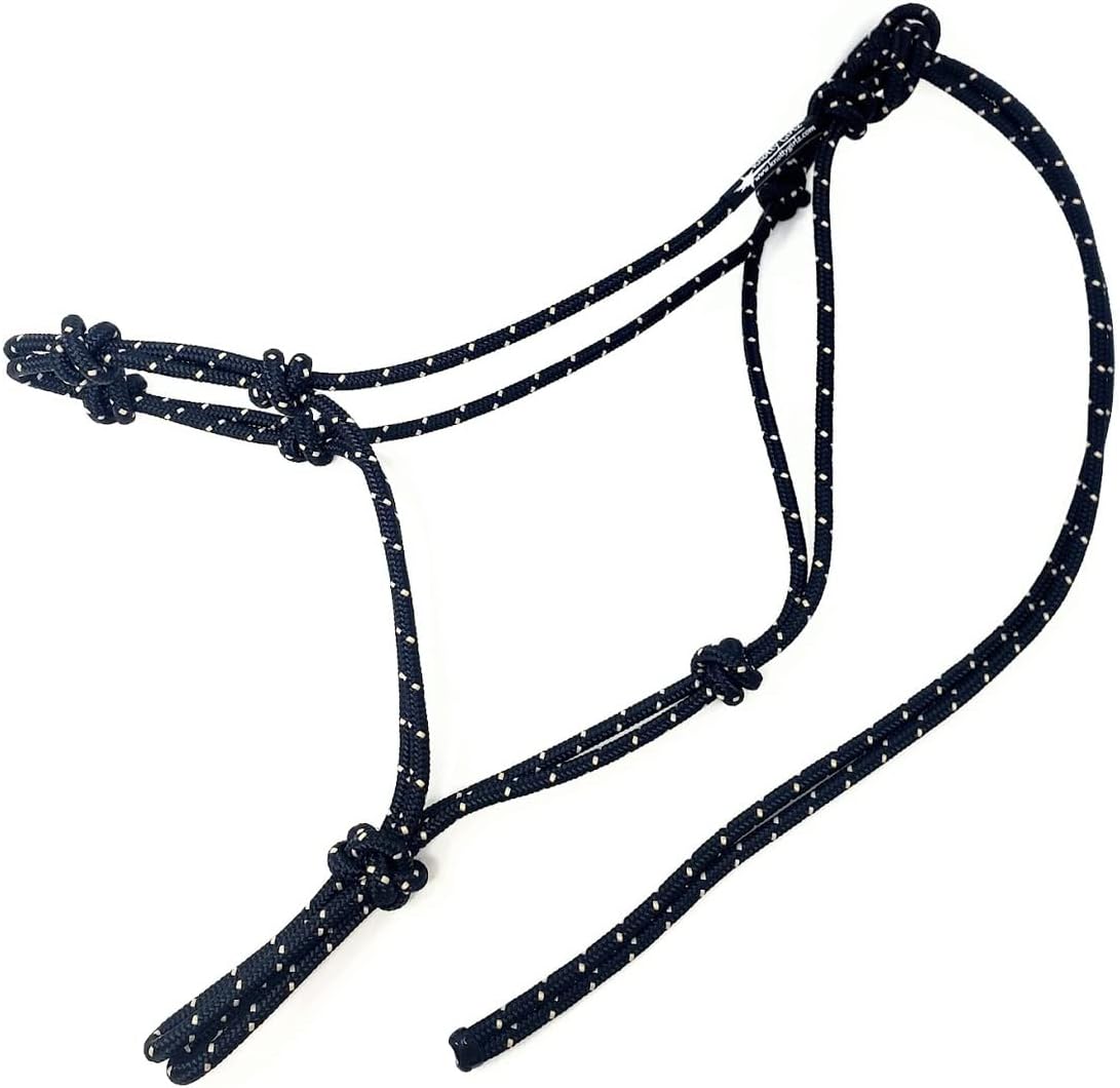 Horse Rope Training Halter - 4 Knot 1/4" Stiff Halter Cord - Used by Famous Trainers Multiple Sizes Multiple Colors
