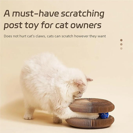 PurrPlex Magic Organ, PurrPlex Cat, Magic Organ Cat Scratch Board Foldable Cats Accordion, Flexible Cats Scratcher, Cardboard Scratchers for Indoor Cats with Interactive Bell Ball (2Pcs)