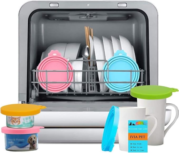 Can Lids/Universal BPA Free Silicone Pet Can Cover Lids for Dog and Cat Food/One Can Cap Fit Most Standard Size Canned Dog Cat Food（4 Pack）