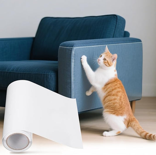 uxcell Anti Cat Scratch Furniture Protector, 2 Rolls 118" x 7.9" Single-Sided Sticky Couch Protector from Cat Claws, Clear Protectors from Cats Scratching for Sofa Corners, Walls, Doors