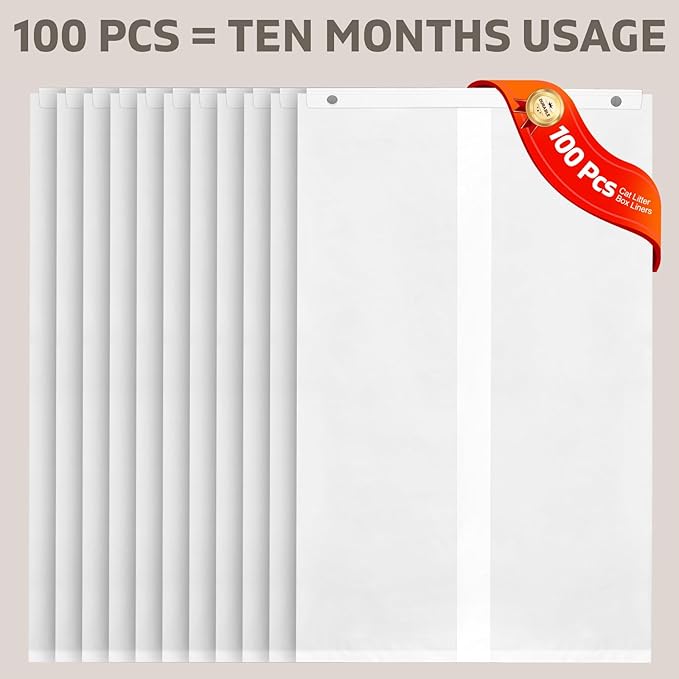 100 Pack Cat Litter Bags for PetSnowy Snow+ Cat Litter Box, Heavy Duty Tear and Leak Resistant Litters Bag, Self-Sealing Waste Drawer Liner Bags for PetSnowy (100)