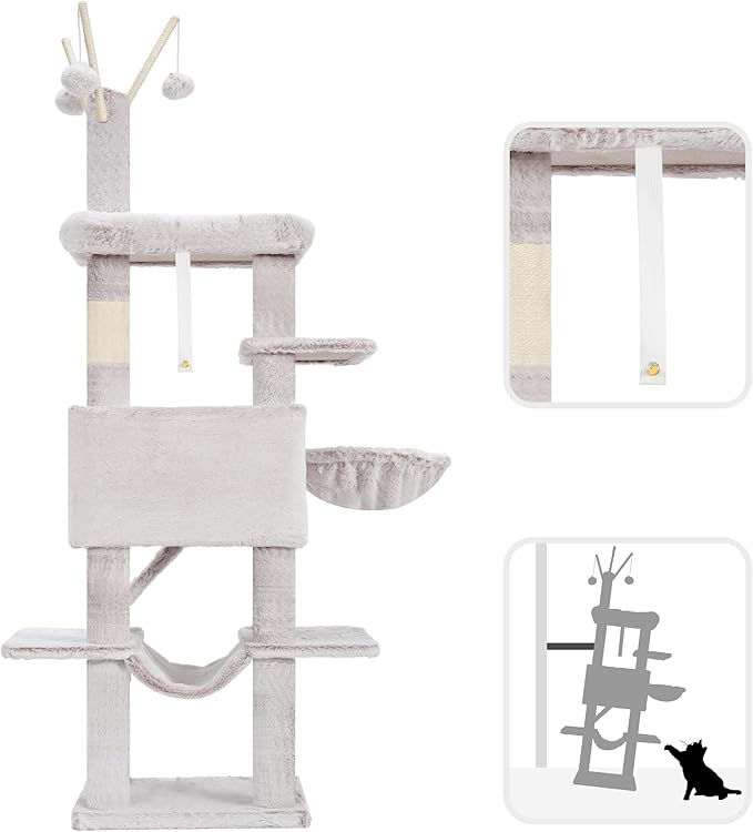 Cat Tree, Multi-Level Cat Tower for Indoor Cats, Cat Condo with Cat Scratching Post and Board, Cat Hammock, Muchroom GCT011MU