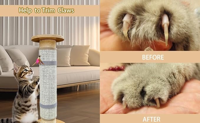 Cat Nail File Scratcher with 80-Grit Aluminum Oxide - Wrap-Around Design for Nail Trimming & Scratching Post Repair | Cat Scratchers That File Nails (Post Style1PCS)