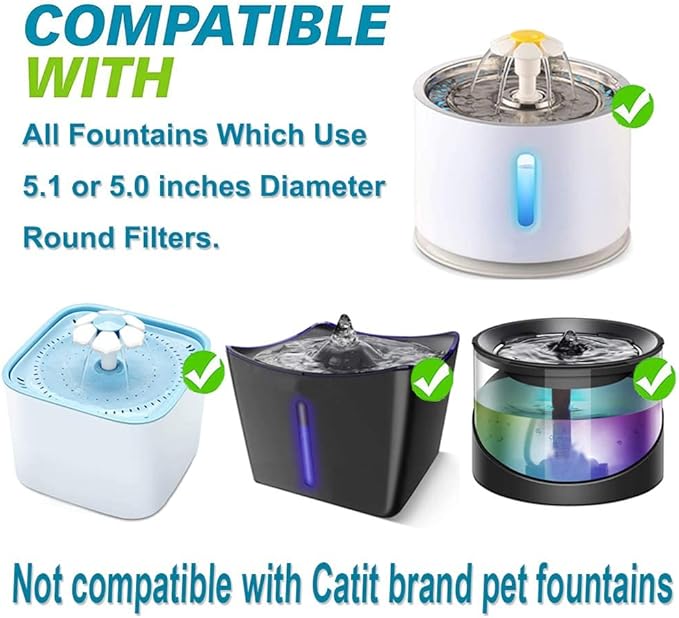 Cat Water Fountain Filters 16 Pack,50% More Activated Carbon, Genuine Cat Flower Fountain Replacement Filters for Pet Dog Drinking Water Dispenser Triple Filtration (Not for Catit)