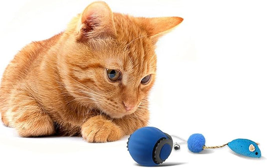 Interactive Cat Toy Ball | Automatic Moving, Mouse Tail Design and Mouse-Shaped Pendant | Rechargeable 3-Mode Rolling Toy for Indoor Kittens & Adult Cats