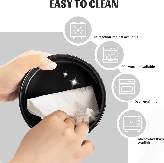 SPUNKYJUNKY 28.7OZ Ceramic Dog and Cat Bowl, Modern Cute Weighted Food Water Bowl for Replacement Black (1 Pack)