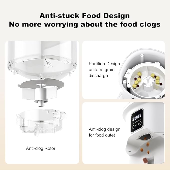 Automatic Cat Feeder, 4L Auto Cat Feeder Dry Food Dispenser, Electric Pet Feeder Dual Power Supply, Programmable Pet Feeder Timed 1-6 Meals Per Day, 1-9 Portion