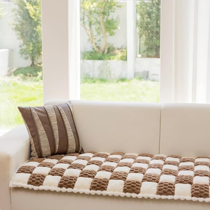 Funny Cat Mat, Washable Pet Bed, Anti-Slip Dog Bed, Pet Friendly Sofa Cover for Large Dogs (Brown, 70x210 cm/28 * 83in)