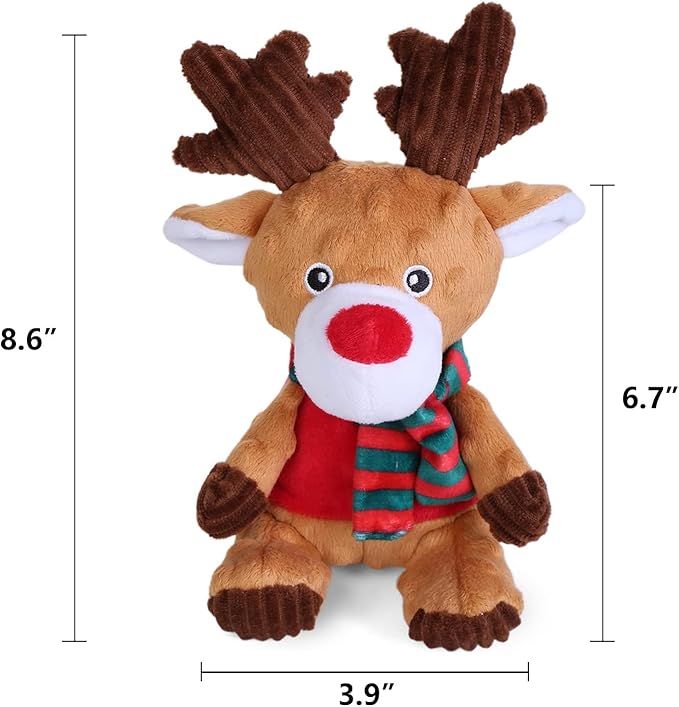 Blnboimrun Plush Moose Dog Toy - Milu Deer Squeaky & Crinkle Chew Toys for Large & Medium Dogs