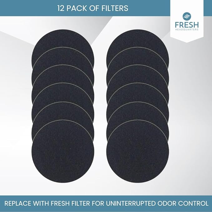 12-Pack Activated Carbon Litter Box Filters - Premium Pre Cut Cat Litter Filters Replacement - Compatible with PetMate Booda Dome Covered Box, Biodegradeable and Made in USA