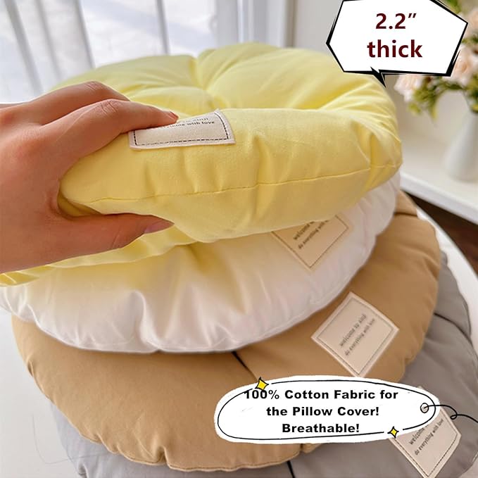 SHENGOCASE 2-Pack 15.7" Round Soft Cat Kneading Pillow Cushion Bed for Cat Dog House Perch, Cushion Pad Padding (Khaki)