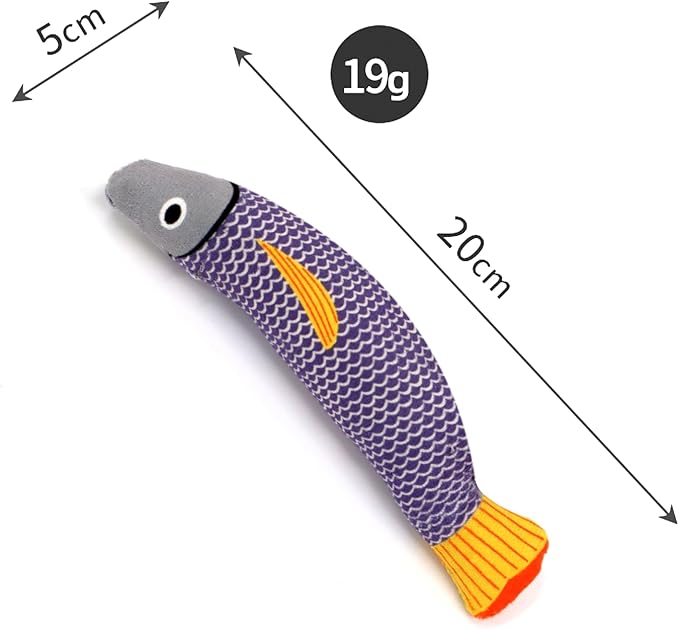 Cat Toys for Indoor Cats, 3 Catnip Fish Kicker with Little Bell Sound and Bonus Rope Toy, Soft and Durable Interactive Cat Fish for Kitten Exercise, Teething, and Play