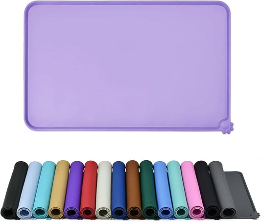 Waterproof Pet Feeding Mat with High Raised Edges, Heavier and Thicker Placemats for Cat Dog Water Bowl with BPA Free, Dogs Cats Food Mats for Messy Drinkers to Prevent Spill and Protect Floors