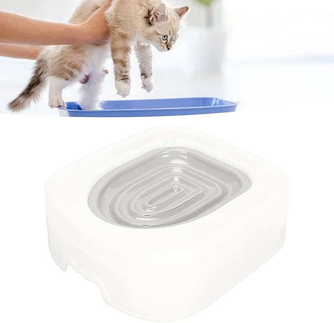 Luqeeg Professional Cat Trainer, Reusable Urinal Seat with Blue Tray, Teach Cat to Use Toilet (Grey)