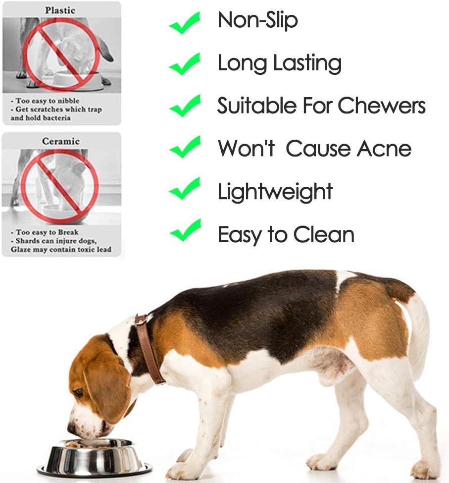 Stainless Steel Dog Bowls, 1 Cup/8oz Cat Bowl Water and Food with Rubber Base, Pet Bowls for Small Dogs, Cats, Puppy, Rabbit and Kitten, 2Pack